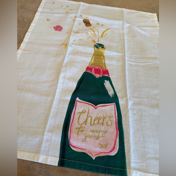 Anthropologie Festive Champagne Bottle Kitchen Towel NWOT Happy new Year! - Picture 3 of 6